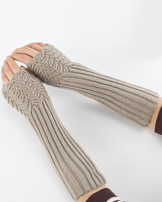 Halvfinger handskar med stickad