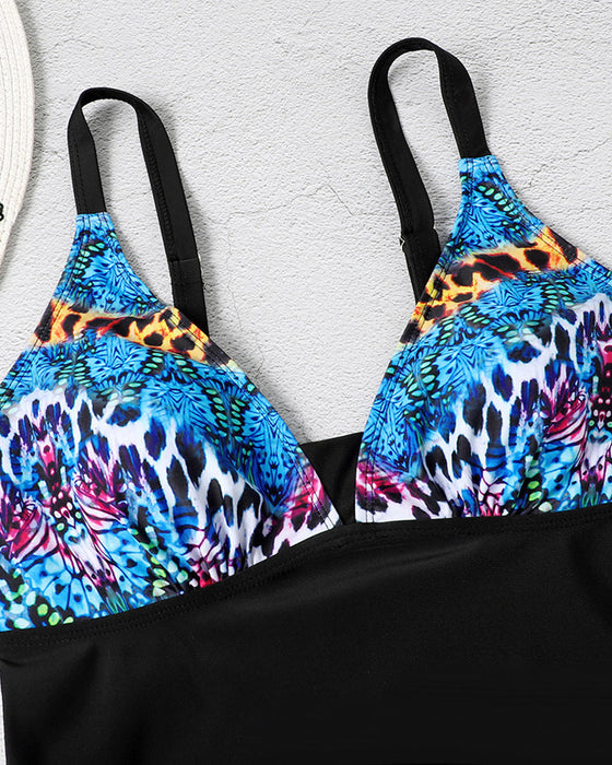 Tankini-kjol med öppen rygg och tryckt