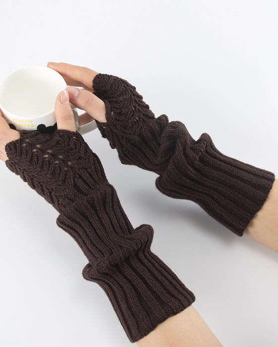 Halvfinger handskar med stickad
