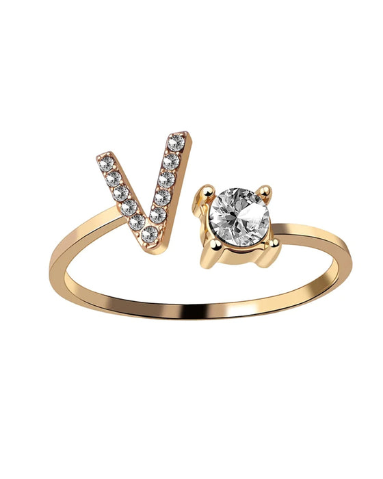 Öppen zirkonia-ring med initialer