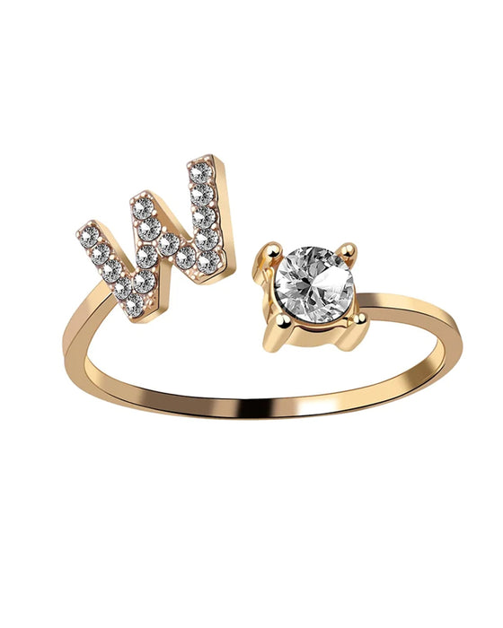 Öppen zirkonia-ring med initialer