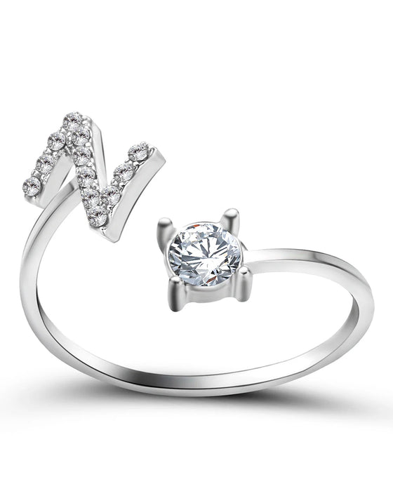 Öppen zirkonia-ring med initialer