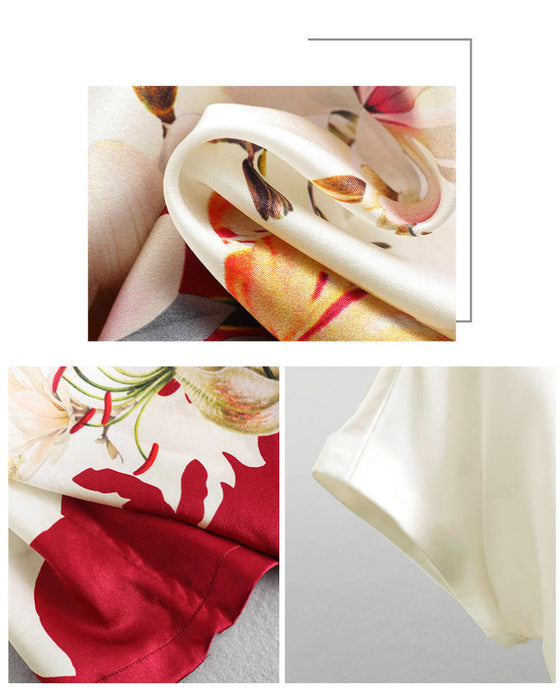 Kortärmad t-shirt i issilke med tryck