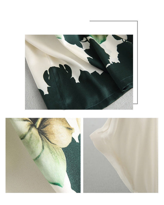 Kortärmad t-shirt i issilke med tryck