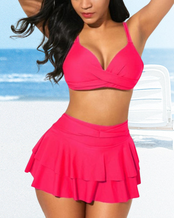 Bikini med enfärgad