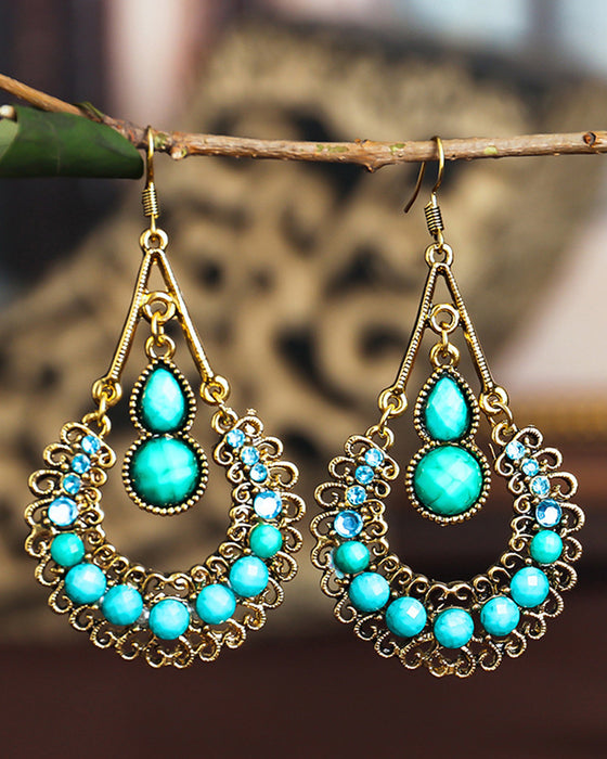 Utskurna Långa Droppformade Örhängen