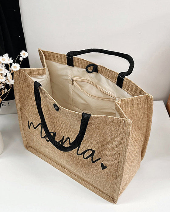 Bärbar axelväska i linne med stor kapacitet