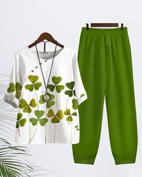 Casual tvådelad set med klövertryck