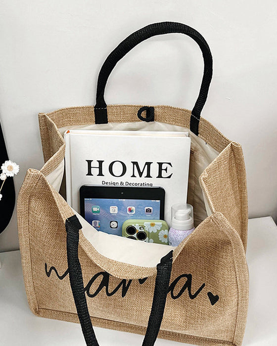 Bärbar axelväska i linne med stor kapacitet