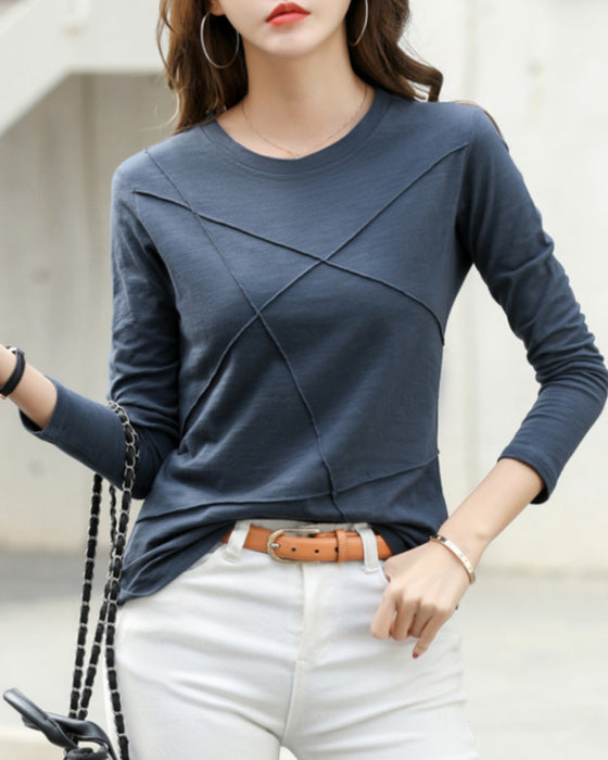 Enfärgad långärmad topp