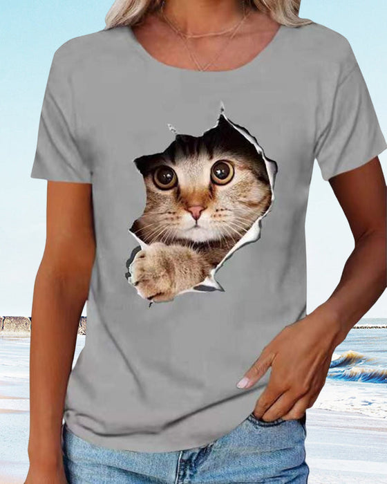 T-shirt med katttryck