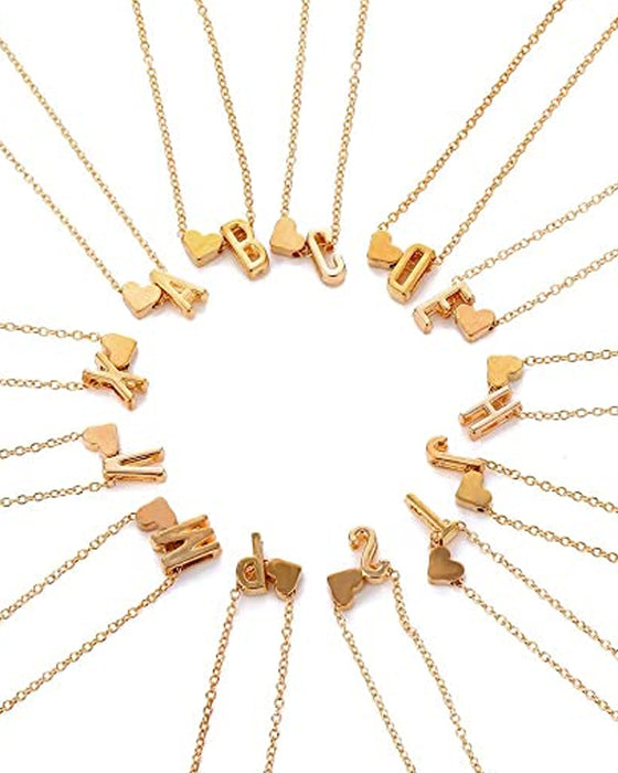 Enkelt persika hjärta bokstavshalsband