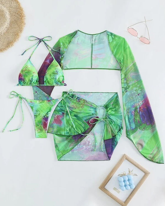 Tredelad multifärgad bikiniset