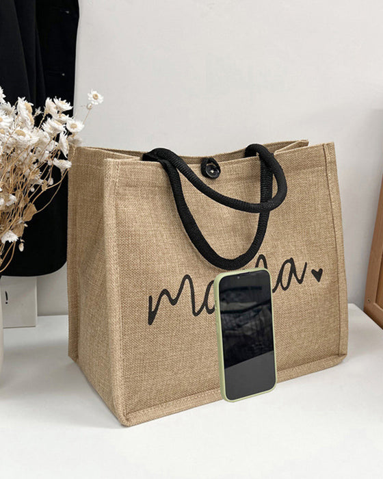 Bärbar axelväska i linne med stor kapacitet