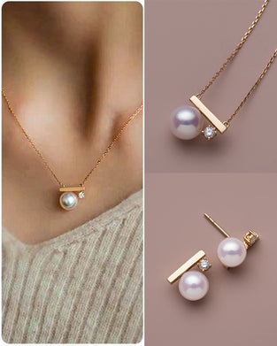 Enkla pärlörhängen och pärlhalsband