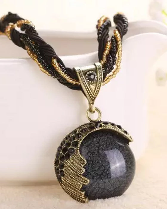 Boho-Handflätat Halsband med Hänge