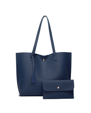 Kapacitet med enfärgad tofs axelväska med stor