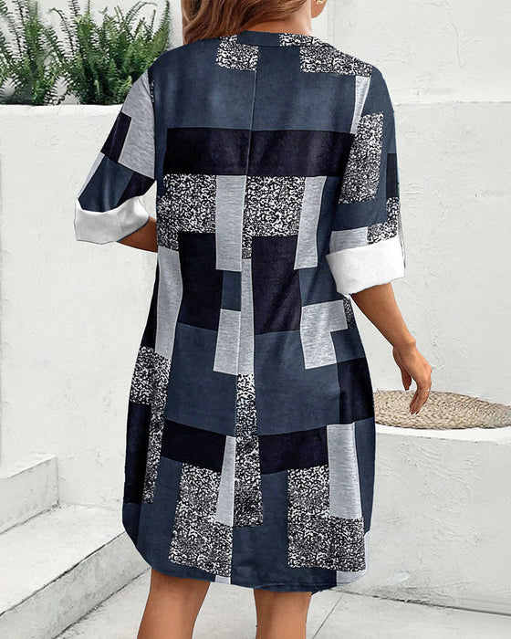 Klänning med rutigt tryck