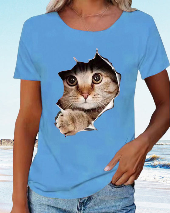 T-shirt med katttryck