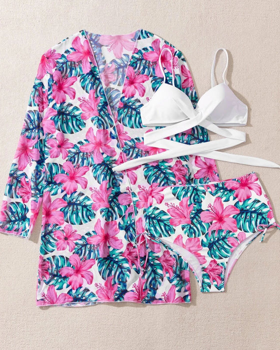 Bikinis med blommönster och täckbrickor