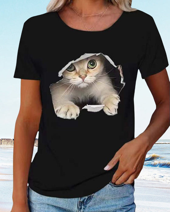 T-shirt med katttryck