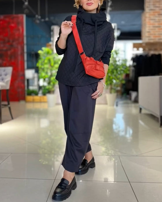 Rutiga huvtröjor med hög hals och långa ärmar