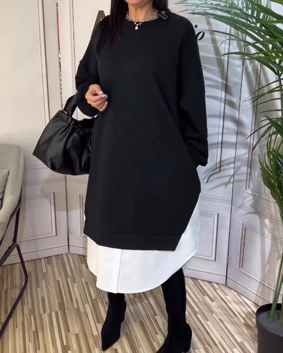 Runda nacke lapptäckklänning