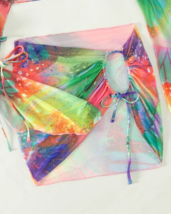 Tredelad multifärgad bikiniset
