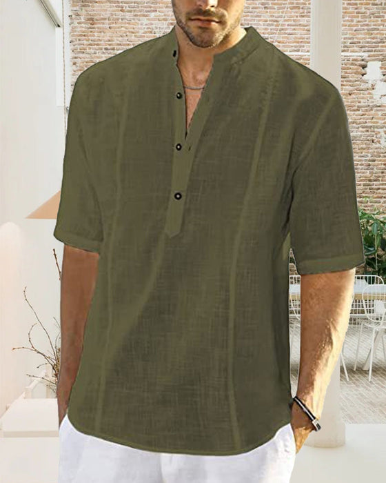 Herrskjorta i linne med mitten av ärmarna