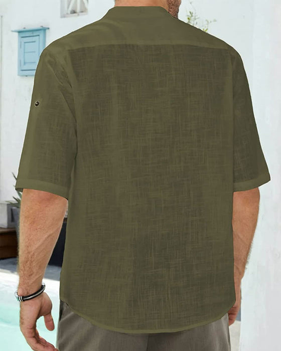 Herrskjorta i linne med mitten av ärmarna