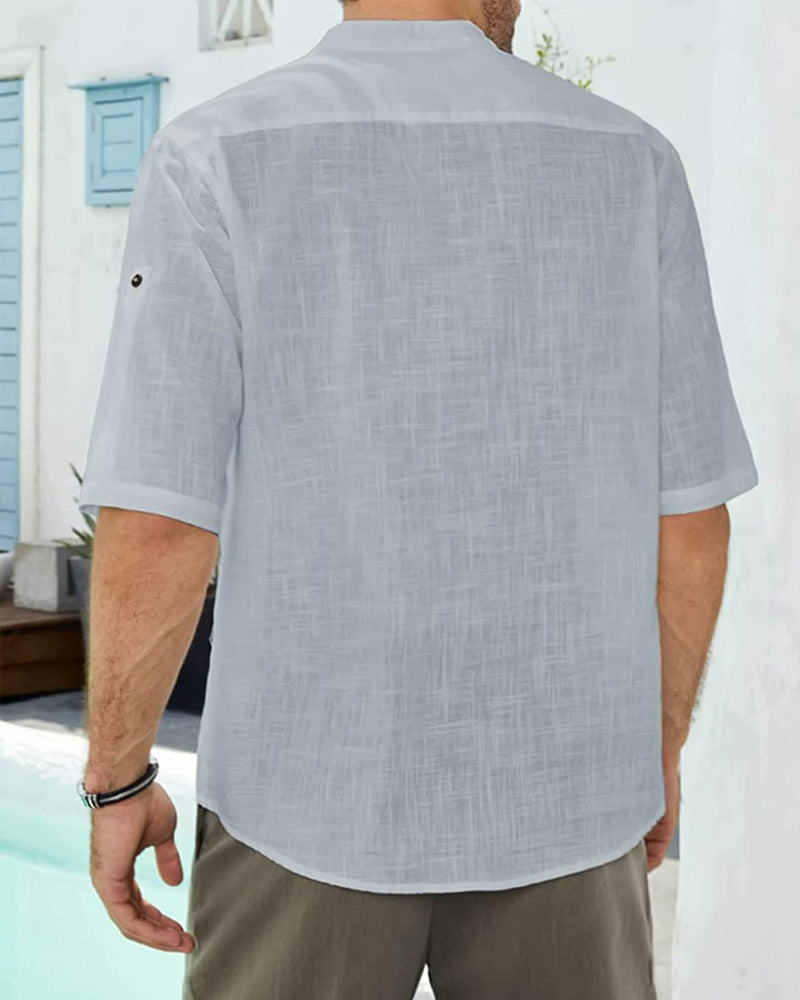 Herrskjorta i linne med mitten av ärmarna