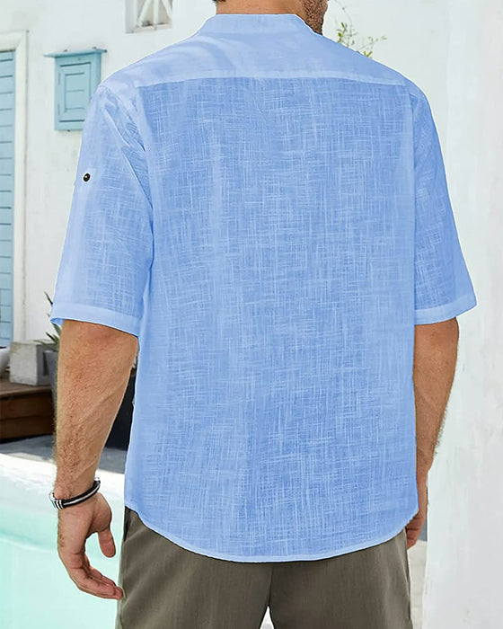 Herrskjorta i linne med mitten av ärmarna