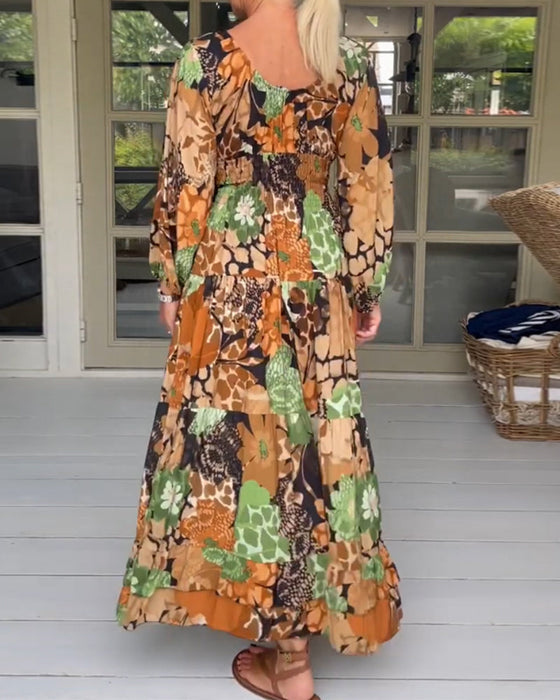 V-ringad långärmad klänning