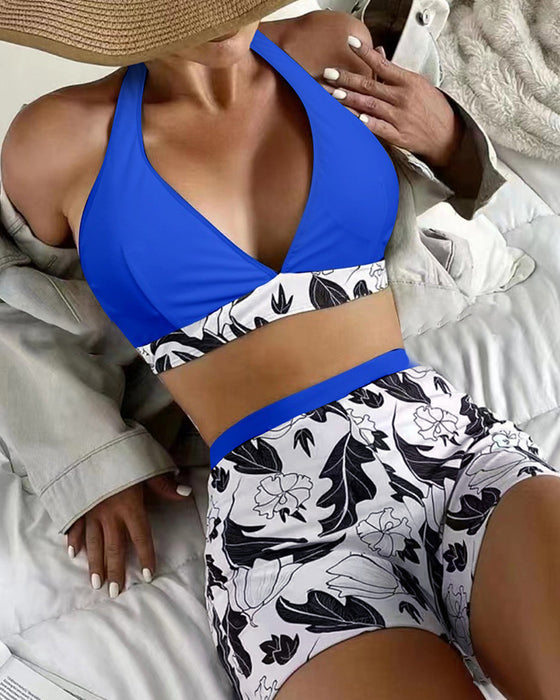 Halter Bikinis med blommönster