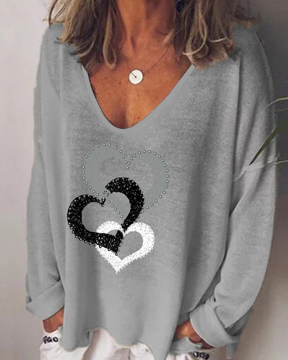 Långärmad Topp med Hjärttryck
