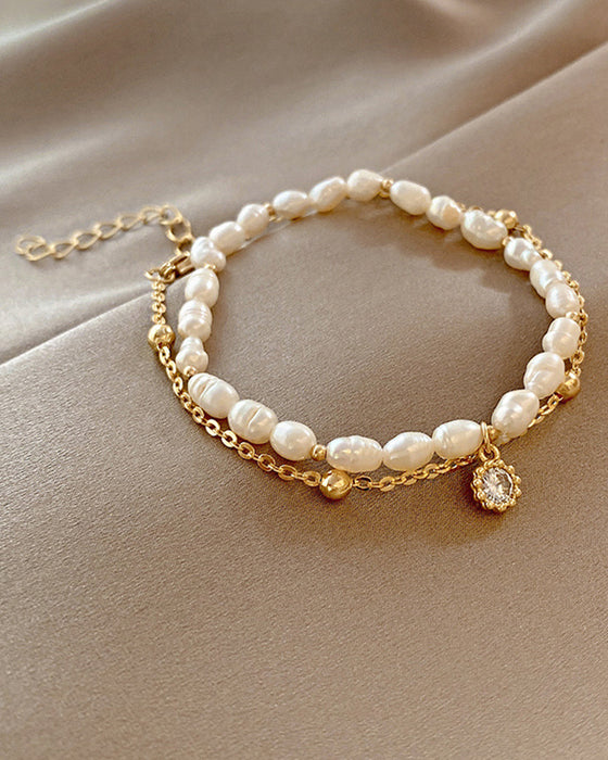 Pärlarmband med kedja i metall