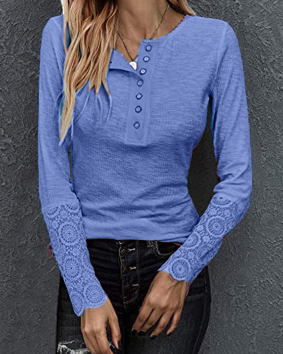 Långärmad topp med rund hals