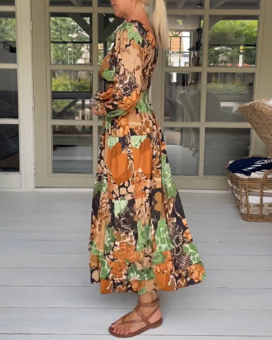 V-ringad långärmad klänning