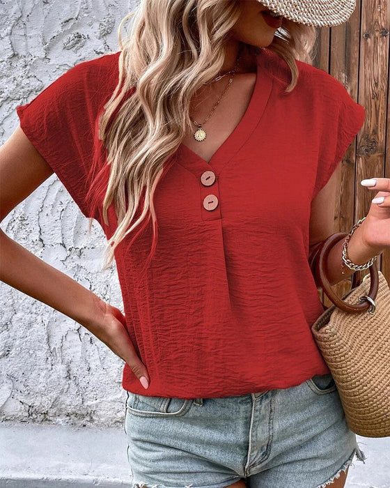 V-ringad kortärmad t-shirt