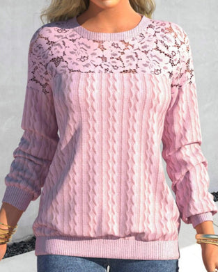 Rosa tröja med långa ärmar och spets