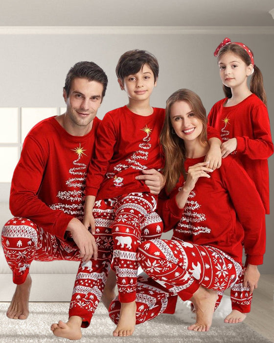 Jul familj pyjamas med julgran Tryck
