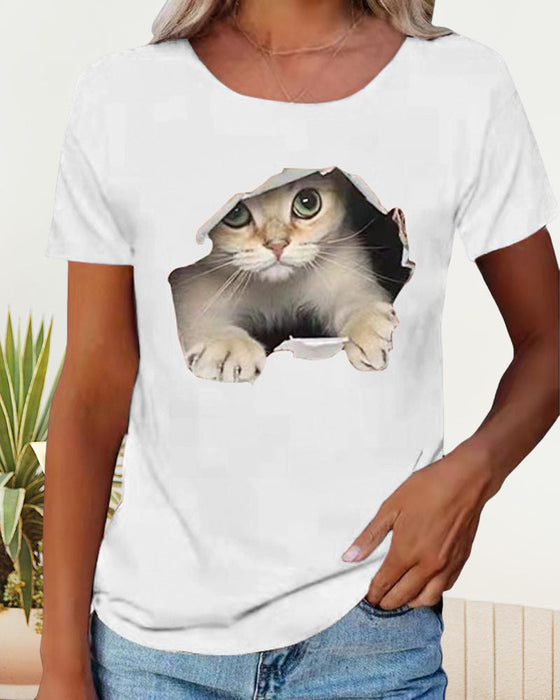 T-shirt med katttryck