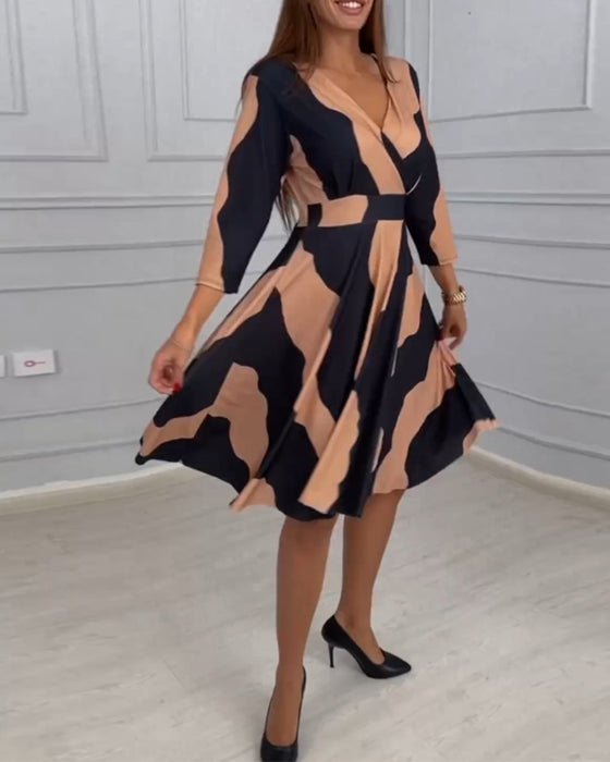 Vintage A-linje klänning med tryck