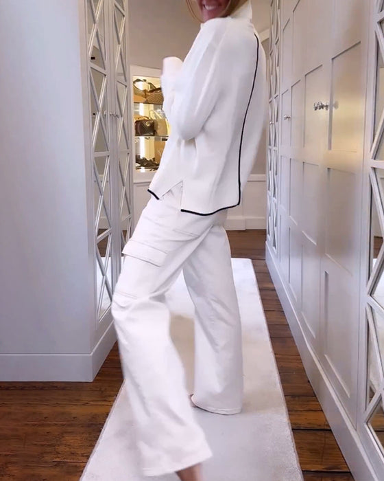 Pullover med hög nacke och långärmad