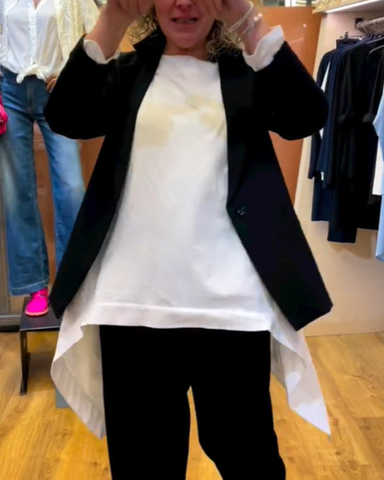 Rund halsringning Enfärgad topp