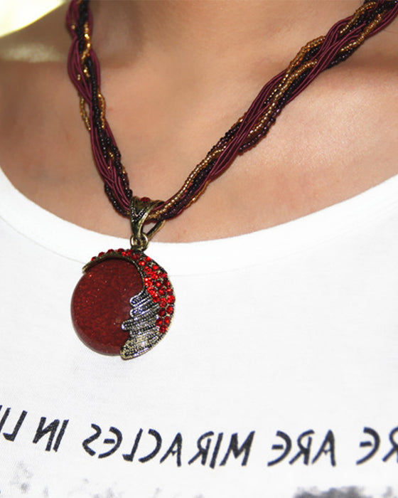 Boho-Handflätat Halsband med Hänge