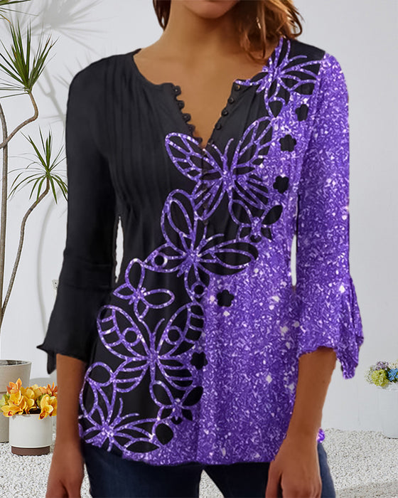 Top med tryckt V-ringning