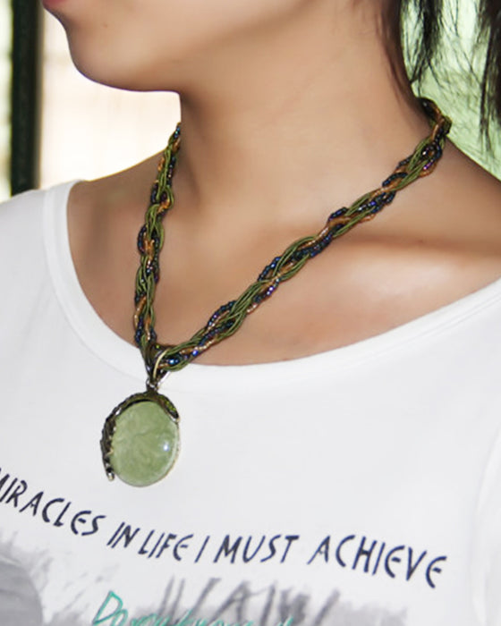 Boho-Handflätat Halsband med Hänge