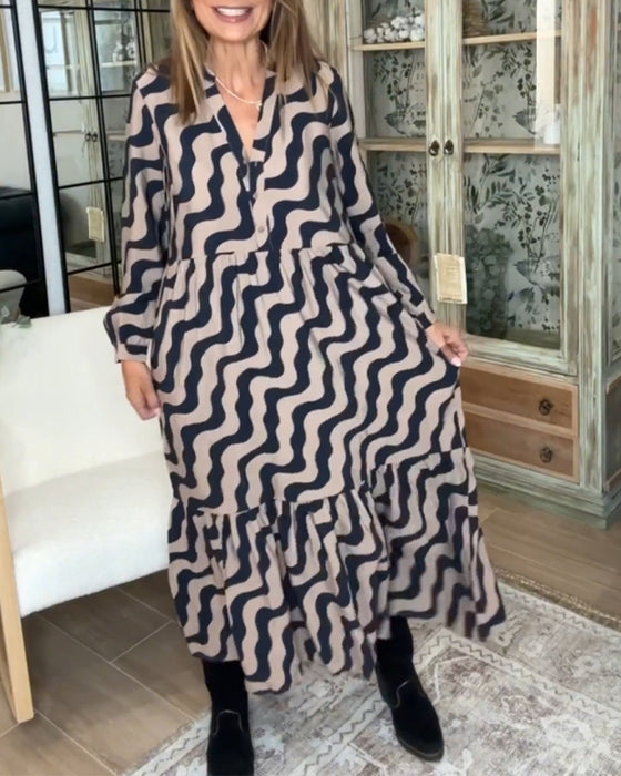 Lång lös klänning med tryck