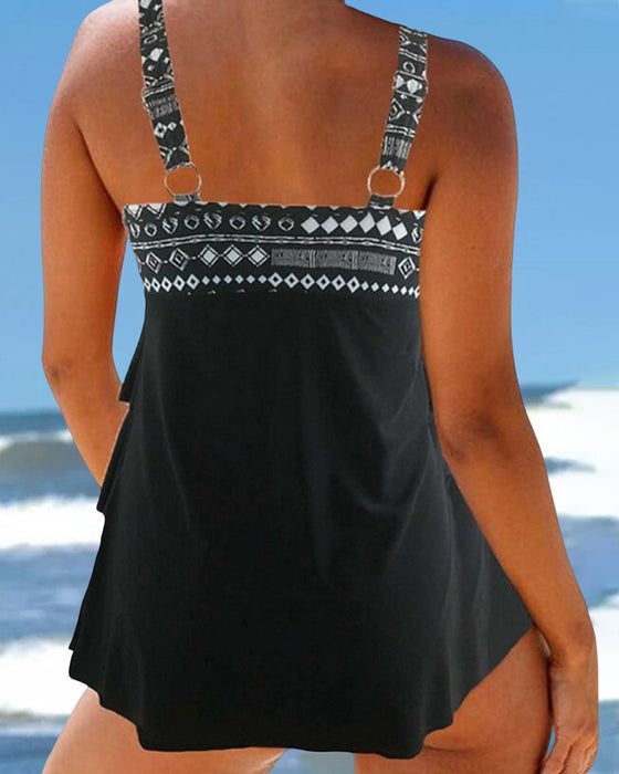 Klassiskt geometriskt tryck Tankinis